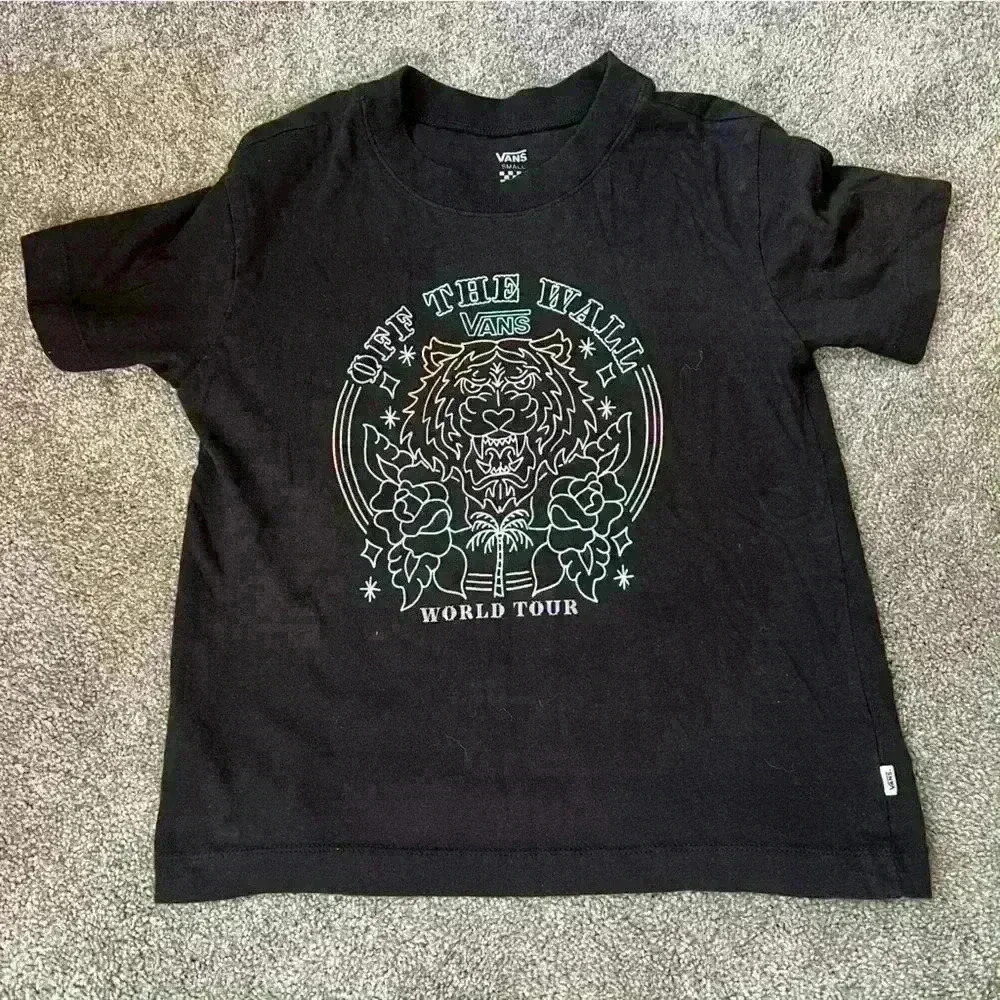 Vans Shortsleeve Black Tshirt Off The Wall Tour Size S Small
